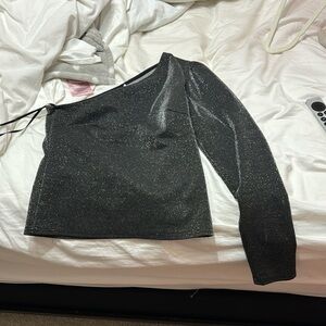 One shoulder sparkle top